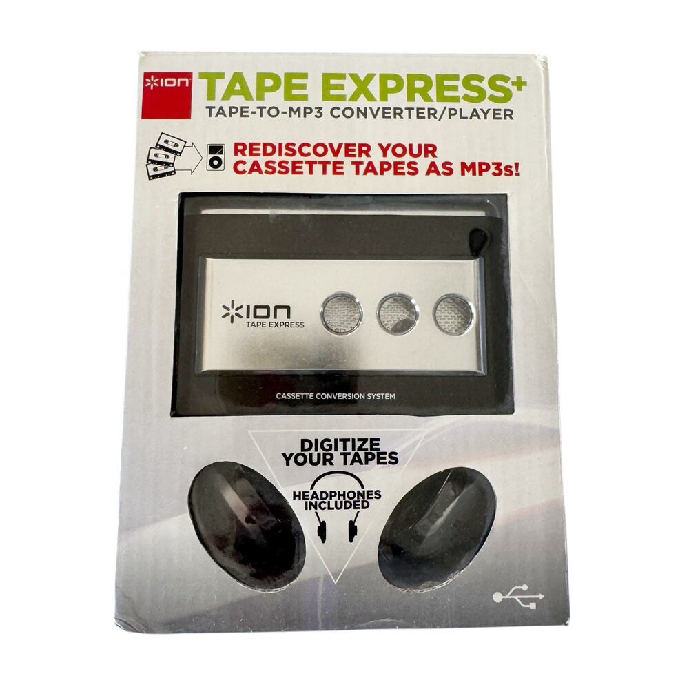 ION Tape Express Plus Tape-to-MP3 Converter/Player USB, Headphone Jack Open Box